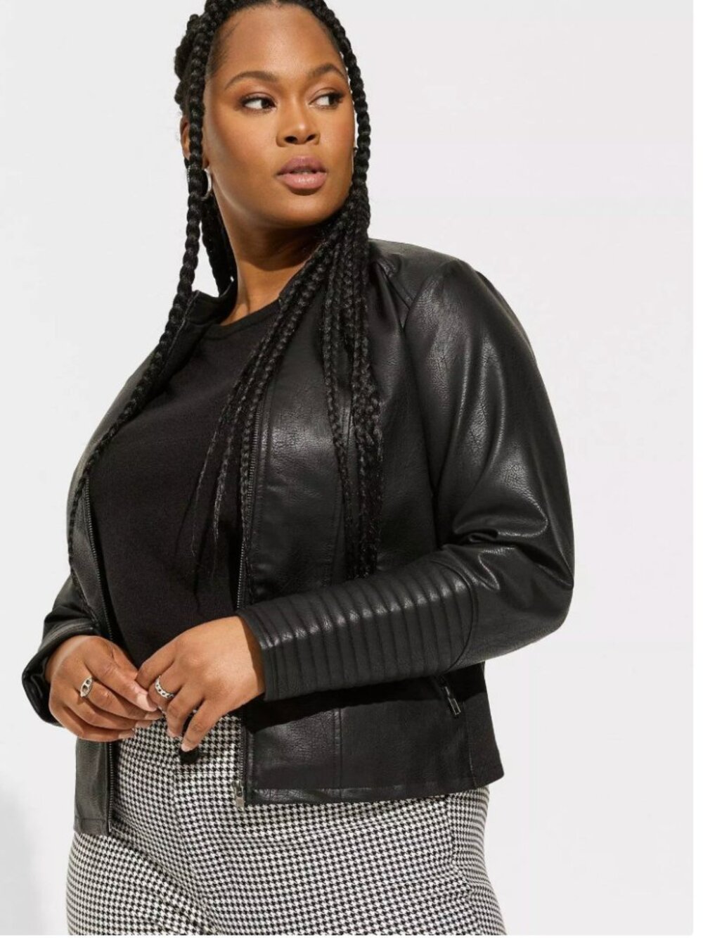 Torrid Faux Leather Collarless Moto Jacket